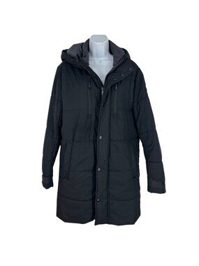 Michael Kors Black Hooded Zip & Snap Closure Adjustable Cuffs Puffer Coat Size S